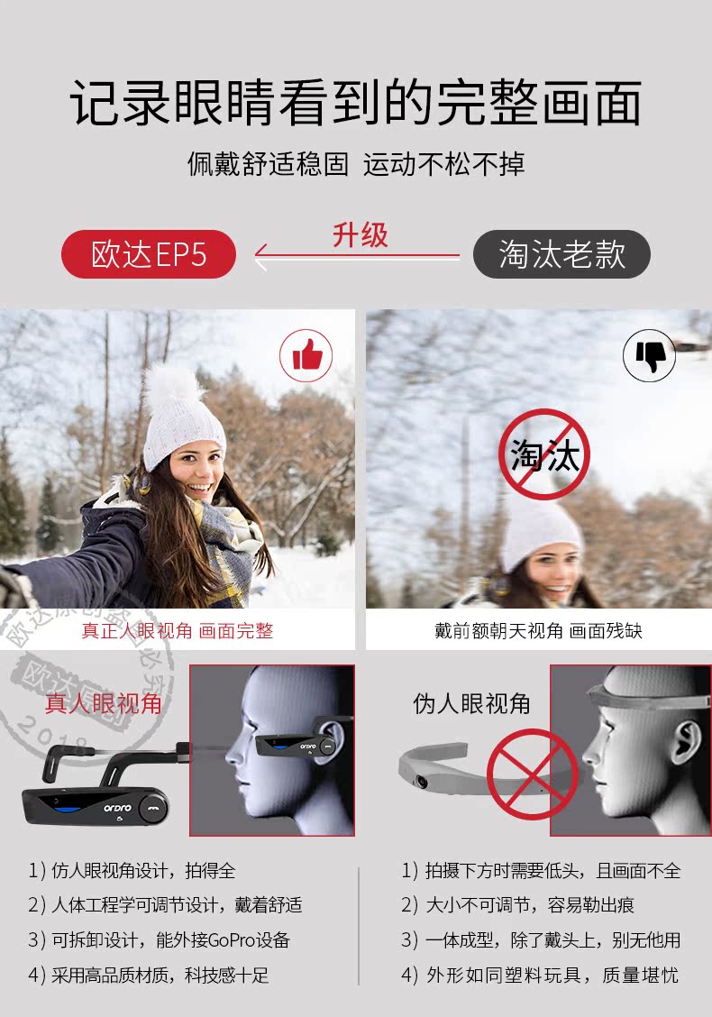 Camera thể thao Ordro / Ou Da EP5 HD tai nghe thông minh kiểu rung trực tiếp video không dây wifi video mũ bảo hiểm ngoài trời cưỡi tai nghe Bluetooth máy ảnh kỹ thuật số cầm tay - Máy quay video kỹ thuật số quay phim chuyên nghiệp