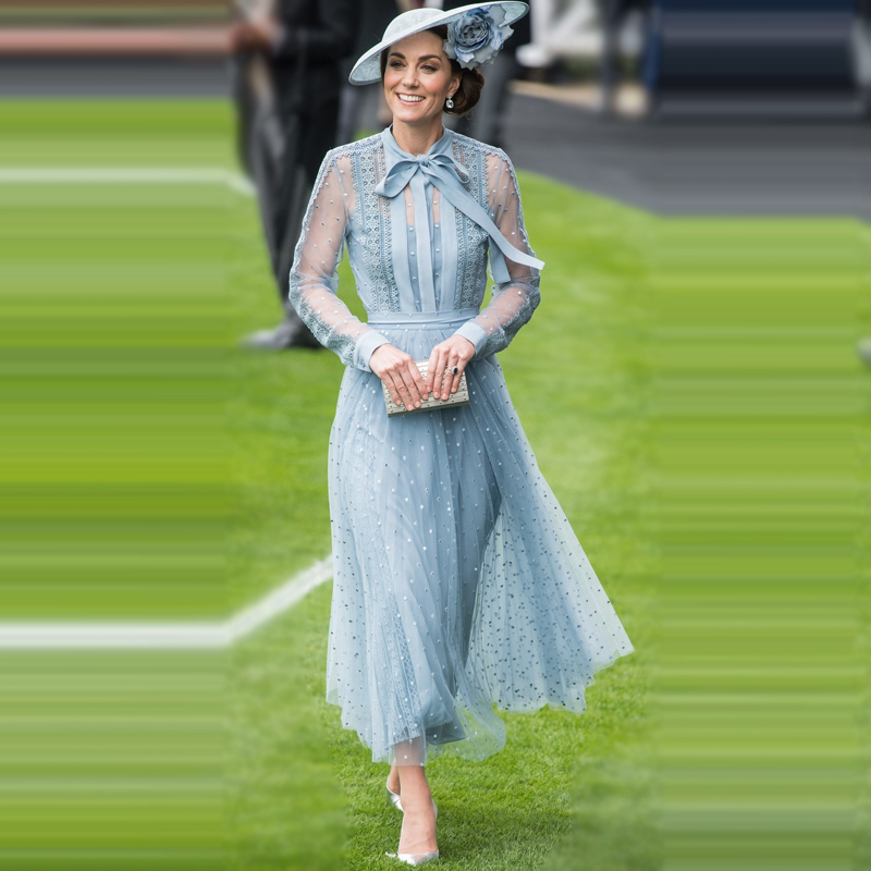 European Women's Clothing, Princess Kate's Same Style Long Dress, Fashionable and Elegant, French Light Luxury, High-End, Slim-Fitting Mesh Dress