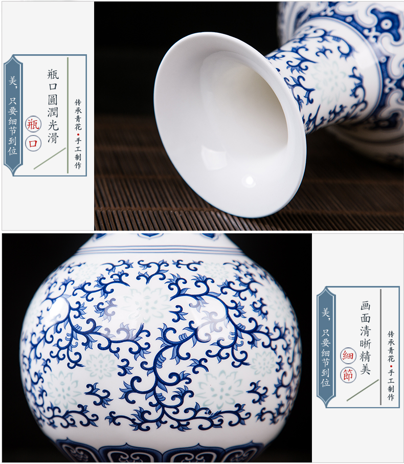 Blue and white and exquisite flower arranging ipads porcelain of jingdezhen ceramics thin foetus floret bottle of modern Chinese style sitting room adornment is placed