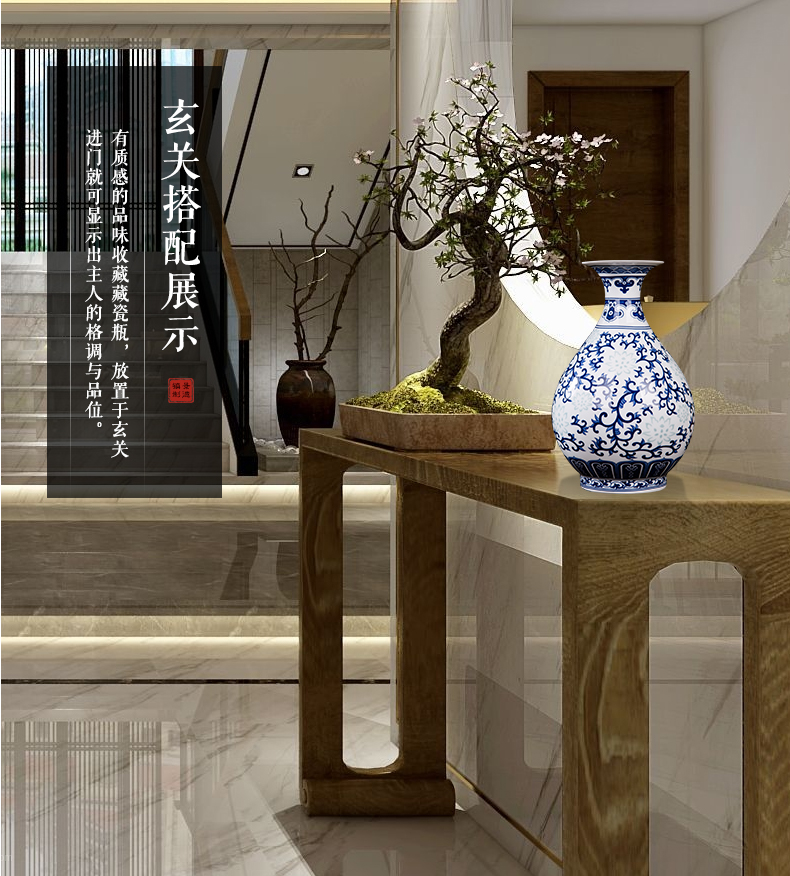 Blue and white and exquisite flower arranging ipads porcelain of jingdezhen ceramics thin foetus floret bottle of modern Chinese style sitting room adornment is placed