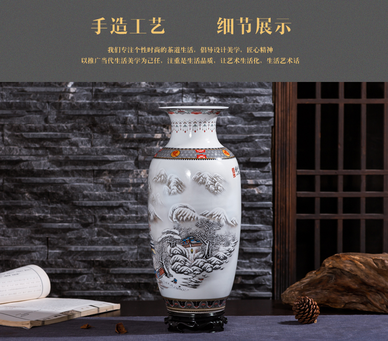 Large Chinese antique vase of jingdezhen ceramics powder enamel three - piece study wine sitting room adornment is placed