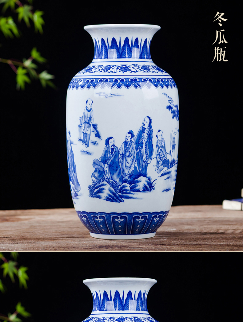 Antique vase of blue and white porcelain of jingdezhen ceramics lucky bamboo living room TV ark place, Chinese style household ornaments