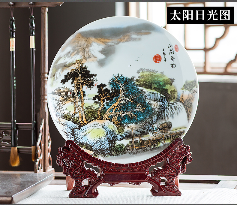 Jingdezhen ceramics 10 inch mountain stream ChunYun decorative hanging dish sat dish home rich ancient frame office crafts