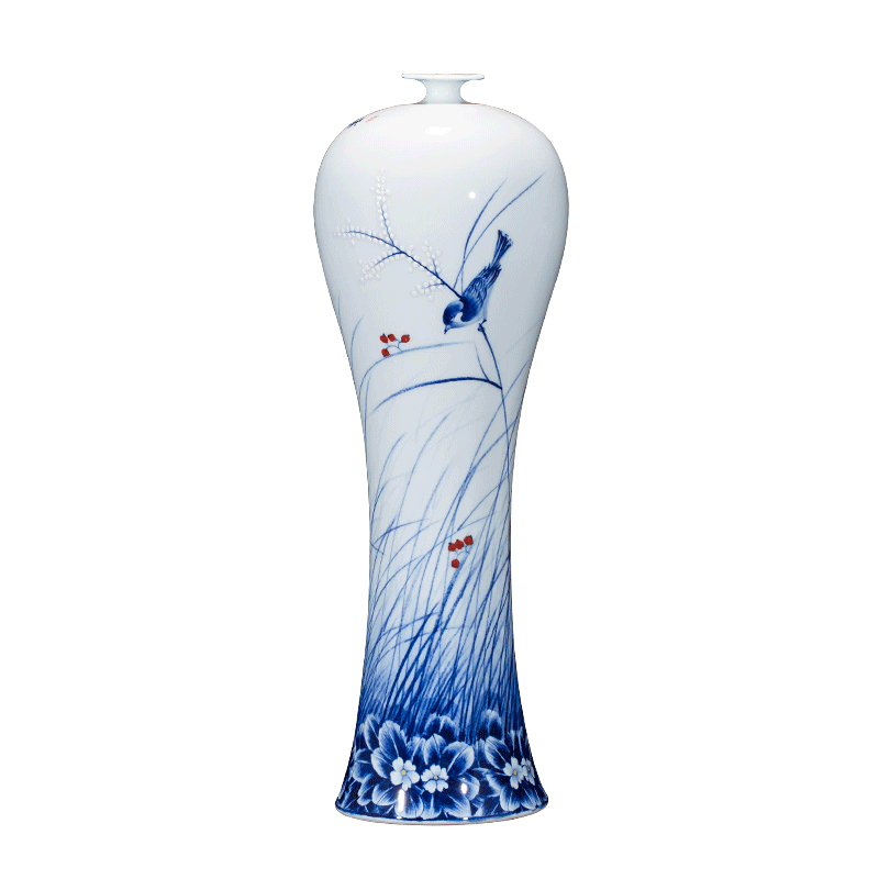 The Master of jingdezhen ceramics hand - made large blue and white porcelain vase Chinese wine porch sitting room adornment is placed