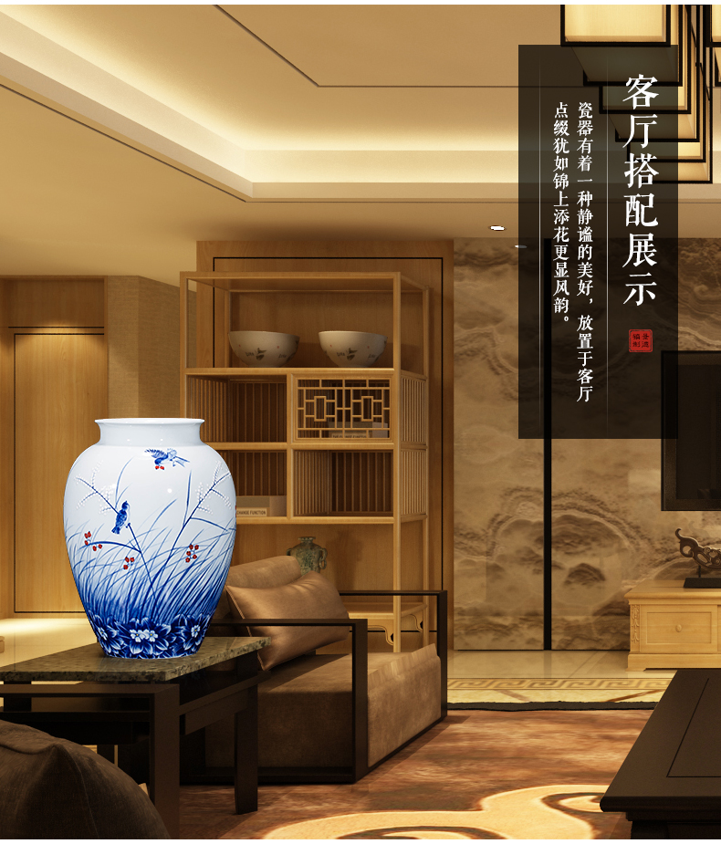 Jingdezhen ceramics landscape painting drawing big vases, flower arranging new Chinese style household act the role ofing is tasted, the sitting room porch place