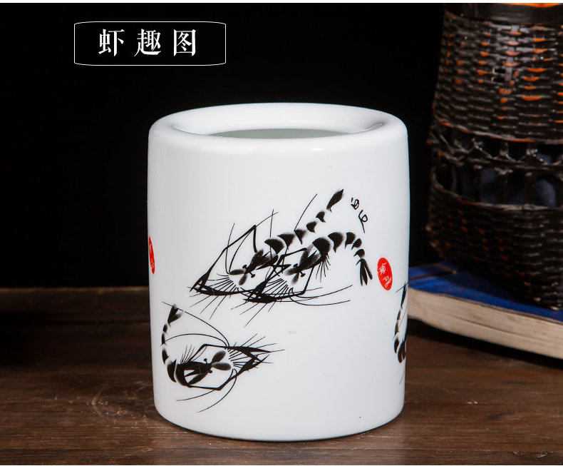 Jingdezhen ceramics household brush pot office furnishing articles study office supplies decoration hair brush pot student gifts