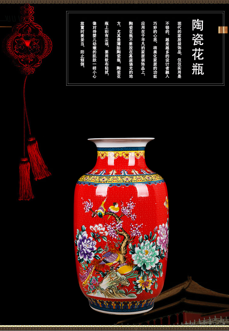 Jingdezhen ceramics China red large vases, flower arranging is home sitting room adornment is placed hotel wedding celebrations