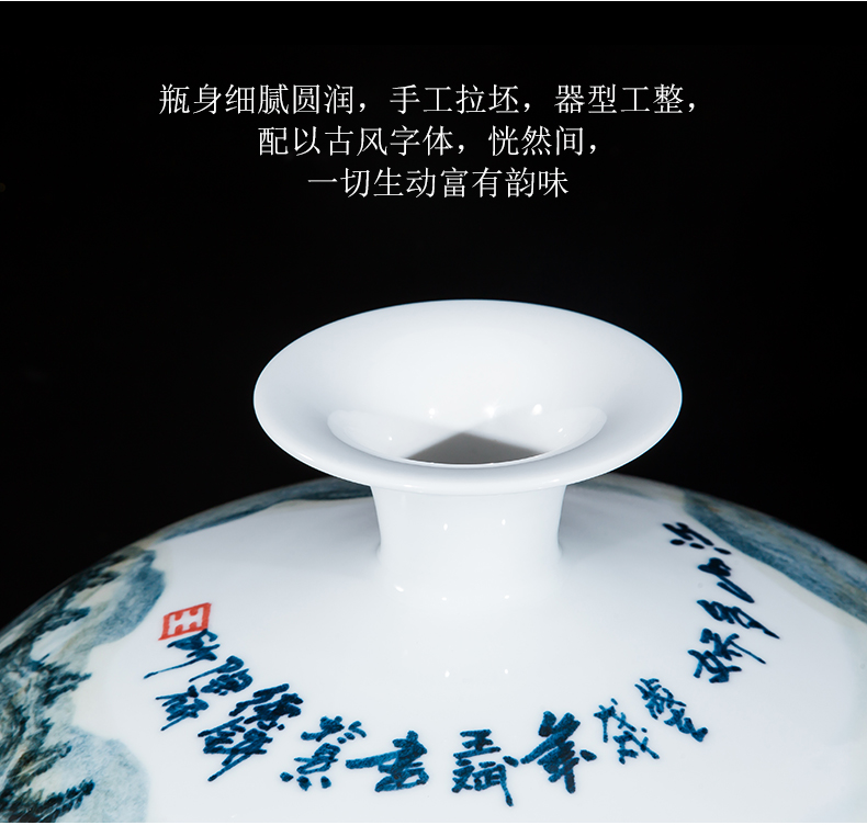 Jingdezhen ceramics celebrity hand - made the master of landscape painting large vase home sitting room villa study furnishing articles