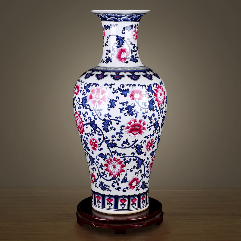 Jingdezhen ceramics archaize large blue and white vase bucket colors lotus flower pattern sitting room flower arranging Chinese style household furnishing articles
