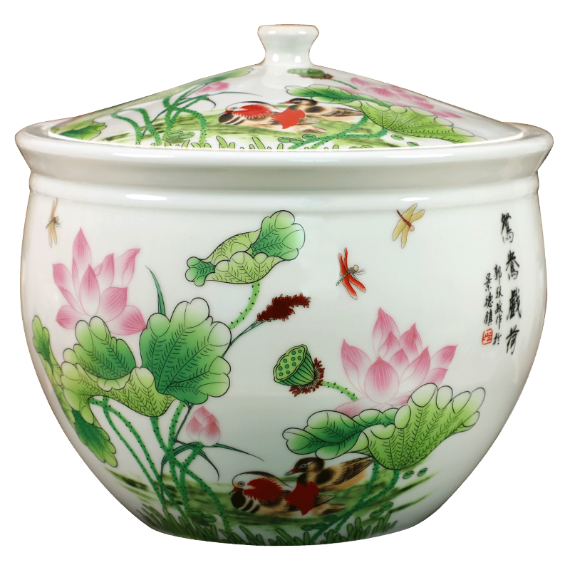 Jingdezhen ceramic famille rose seven Chinese style cake caddy fixings seal POTS retro puer tea cake large pot