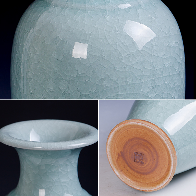 Jingdezhen ceramics archaize crack jun porcelain glaze borneol flower vase household XuanGuang sitting room adornment is placed