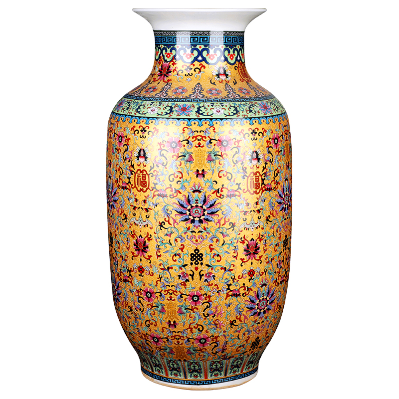 Jingdezhen ceramics enamel idea gourd vases furnishing articles sitting room of Chinese style household TV ark, flower arranging office decoration