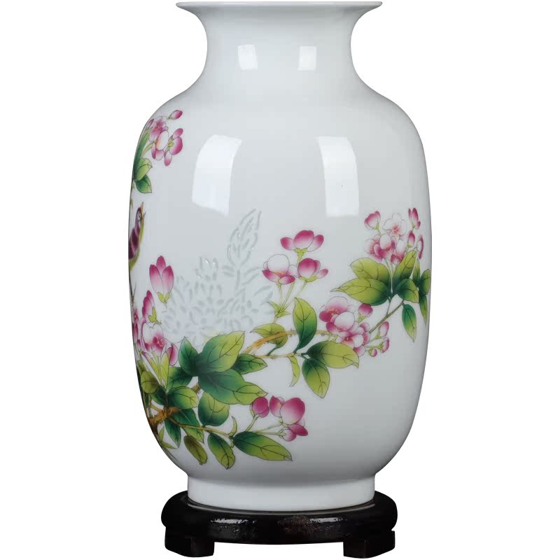 Jingdezhen ceramics and enamel vase flower arranging new Chinese style household rich ancient frame sitting room adornment is placed