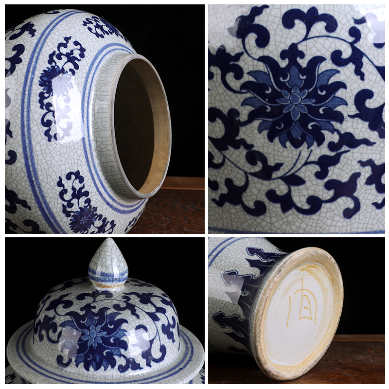 Blue and white porcelain of jingdezhen ceramics general tank furnishing articles large storage tank Chinese sitting room porch home decoration