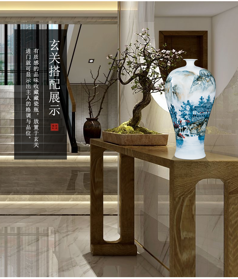 Jingdezhen ceramics celebrity hand - made the master of landscape painting large vase household villa living room office furnishing articles