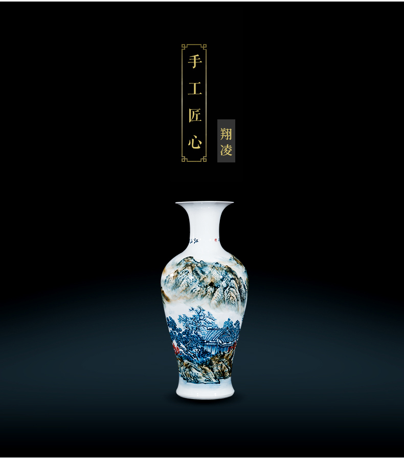 Jingdezhen ceramics celebrity hand - made the master of landscape painting landing large vases, home sitting room adornment is placed