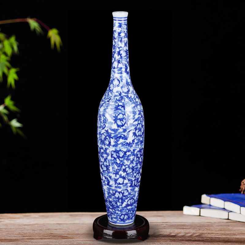 Blue and white porcelain of jingdezhen ceramics vase gall bladder furnishing articles new Chinese flower arrangement sitting room adornment ornament crafts
