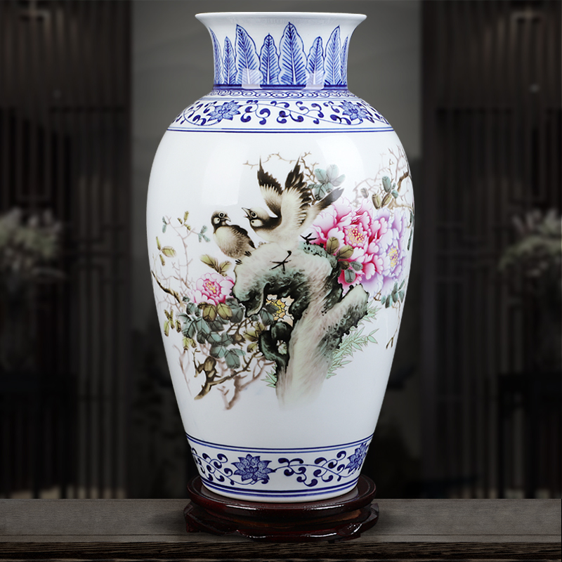 The Insert blue enamel vase blooming flowers famous jingdezhen ceramics hand - made home sitting room adornment is placed