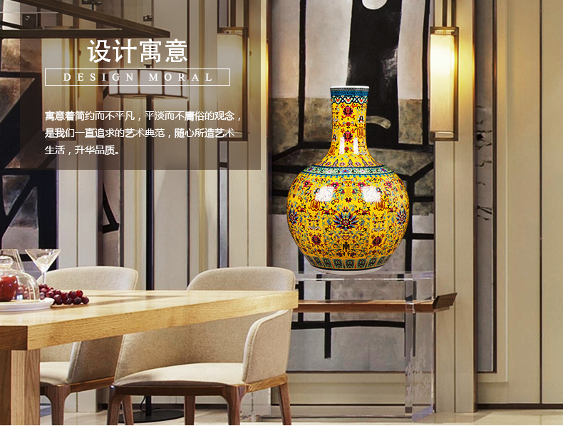 Jingdezhen ceramics large vase European - style home sitting room adornment is placed hotel porch enamel handicraft