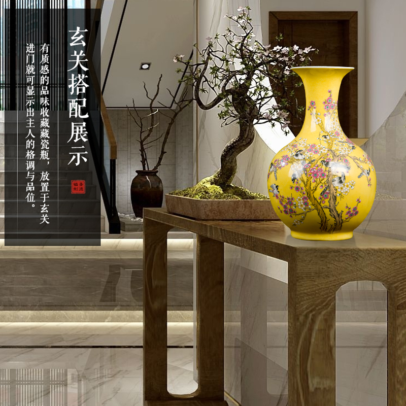 Jingdezhen ceramics powder enamel pay-per-tweet flower vase home sitting room place Chinese office decoration