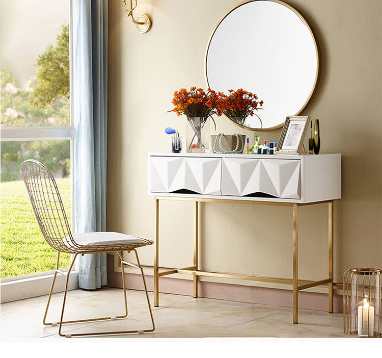 Nordic modern minimalist small family bedroom net red Makeup Table Light Lavish Gold Makeup Table White Baking Varnish Makeup Table