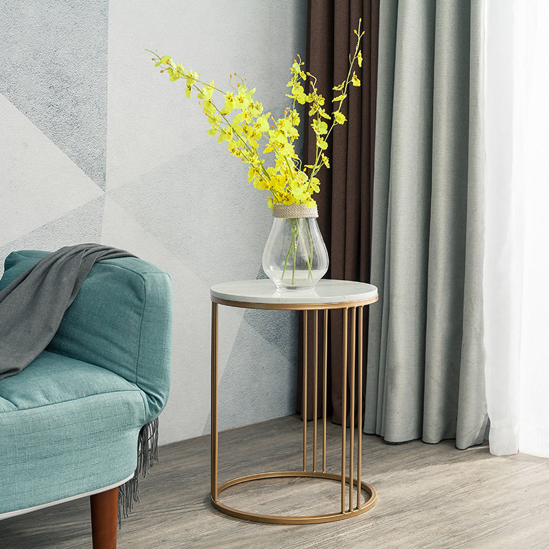 Nordic Minimalist Marble Tea Table Living Room Creative Round Composition High And Low Iron Art New Small Family Type Dins Tea Table