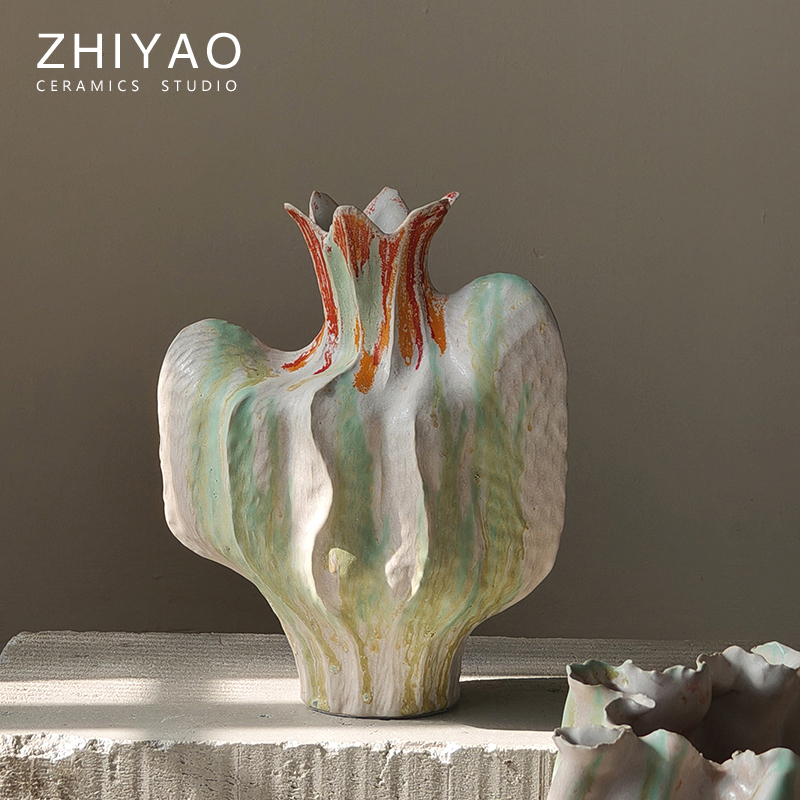 Zhiyao Original [Monet's Garden] Wabi-Sabi Style Romantic Handmade Ceramic Vase Homestay Tea Room Art Ornament