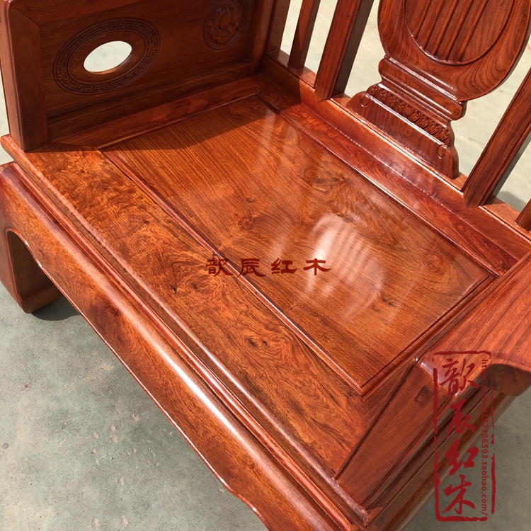Nội thất gỗ gụ Gỗ hồng mộc Miến 113 Ghế sofa sáu mảnh Gỗ hồng mộc lớn Gỗ rắn kết hợp phòng khách Bàn cà phê - Ghế sô pha sofa đơn giản