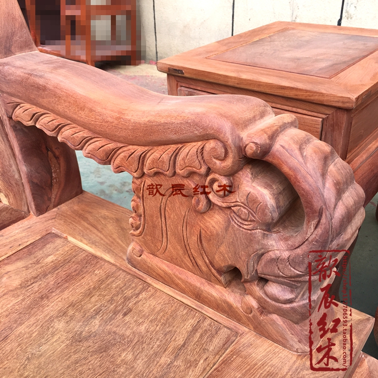 Đồ gỗ gụ Miến gỗ hồng mộc Miến Điện tốt lành Ruyi 123 bộ sáu cây gỗ hồng lớn chạm khắc thô mài - Bộ đồ nội thất nội thất hiện đại