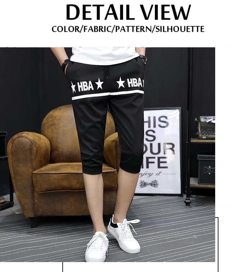 9.9 包邮 quần nam Hàn Quốc phiên bản của xu hướng của Slim feet casual 7 quần nam năm điểm ống túm quần short mùa hè