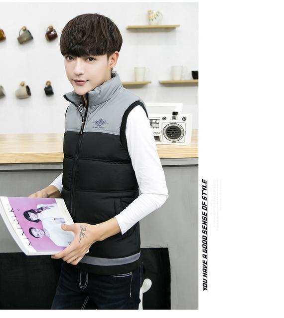 Mùa thu và mùa đông chất liệu cotton vest nam ấm áp bên ngoài mặc vest đẹp trai trẻ tuổi áo khoác không tay nam
