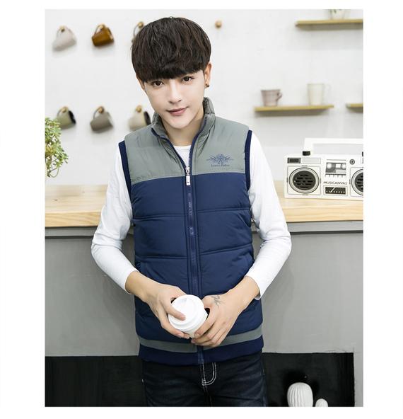 Mùa thu và mùa đông chất liệu cotton vest nam ấm áp bên ngoài mặc vest đẹp trai trẻ tuổi áo khoác không tay nam