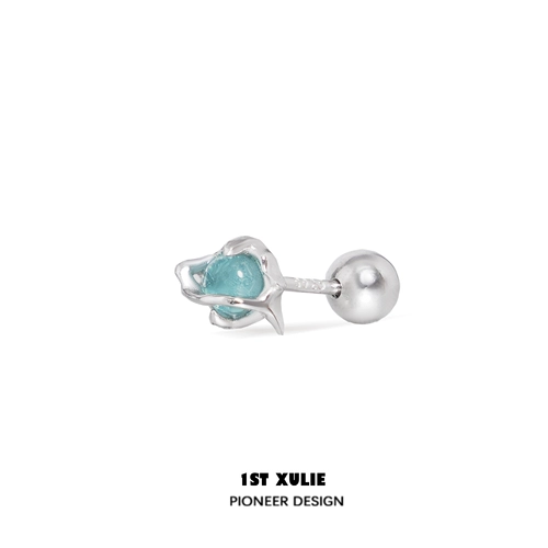 Синий цирконий, оригинальные небольшие дизайнерские серьги подходит для мужчин и женщин, серебро 925 пробы