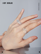 1STXULIE sterling silver ring niche design diamond set cold wind dark versatile slim mens and womens open ring