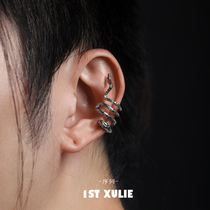 1ST XULIE-niche design ear clip dark snake texture cold wind men and women shape without ear hole ear clip