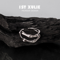 1STXULIE925 sterling silver tail ring niche design ring double simple light wind opening men and women joint ring