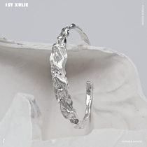 1ST XULIE925 pure silver bracelet small crowdsourced design pleated creaty dark black hand for silver lukewarm wind male and female