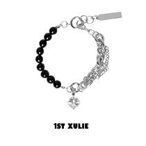 1STXULIE original bracelet ins small crowddesign lukewarm wind personality wave cool Y2K male and female lovers black and white bracelet