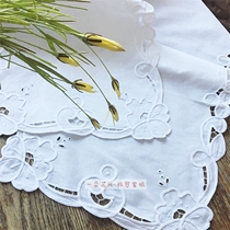 Classic old goods ~ foreign trade white cotton hollow table flag bar long cloth embroidery cover cloth