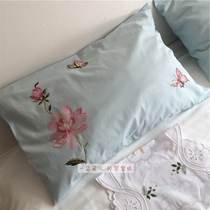 Flower butterfly cotton single pillow case cotton embroidery butterfly embroidered pillow bag 50 75