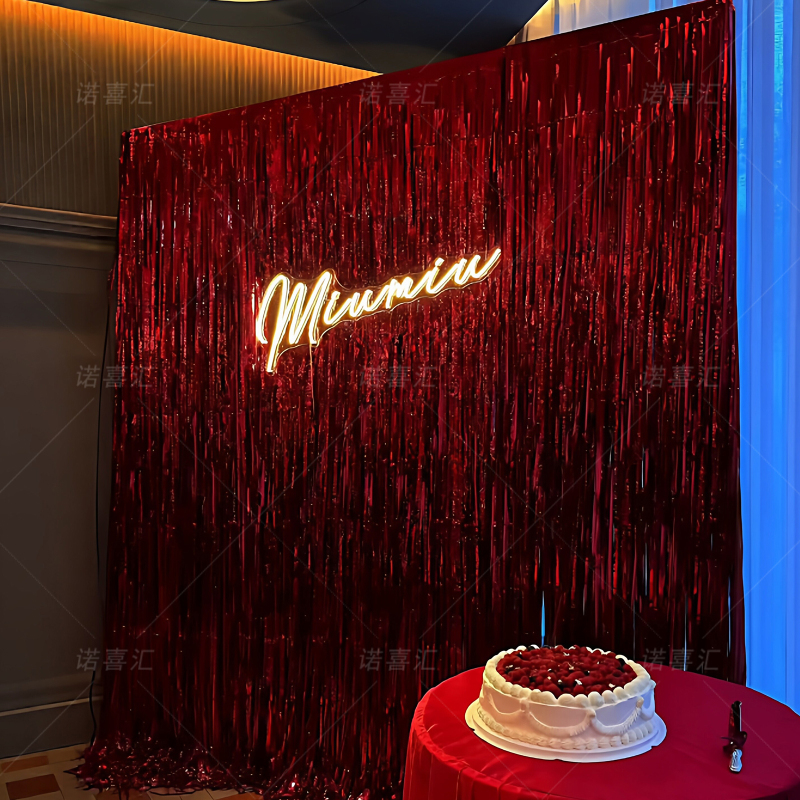 Wedding Rain Curtain Red Sequin Tassel Background Wall Birthday Party Decoration Festive Wedding Evening Stage Layout