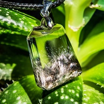 Lingshi about natural black silver titanium crystal pendant necklace jewelry women