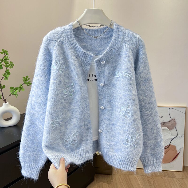 Korean Style Sweet and Age-Reducing Round-Neck Cardigan 2026 Autumn New Style Small Chanel-Style Fashionable Simple Sweater Jacket for Women