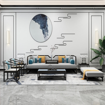 New Chinese style solid wood sofa combination living room furniture modern simple light luxury log large and small apartment office spot