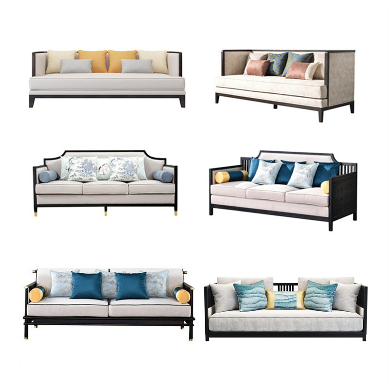 New Chinese-style sofa combination solid wood living room modern light luxury simple Zen large and small apartment sample house display center furniture customization
