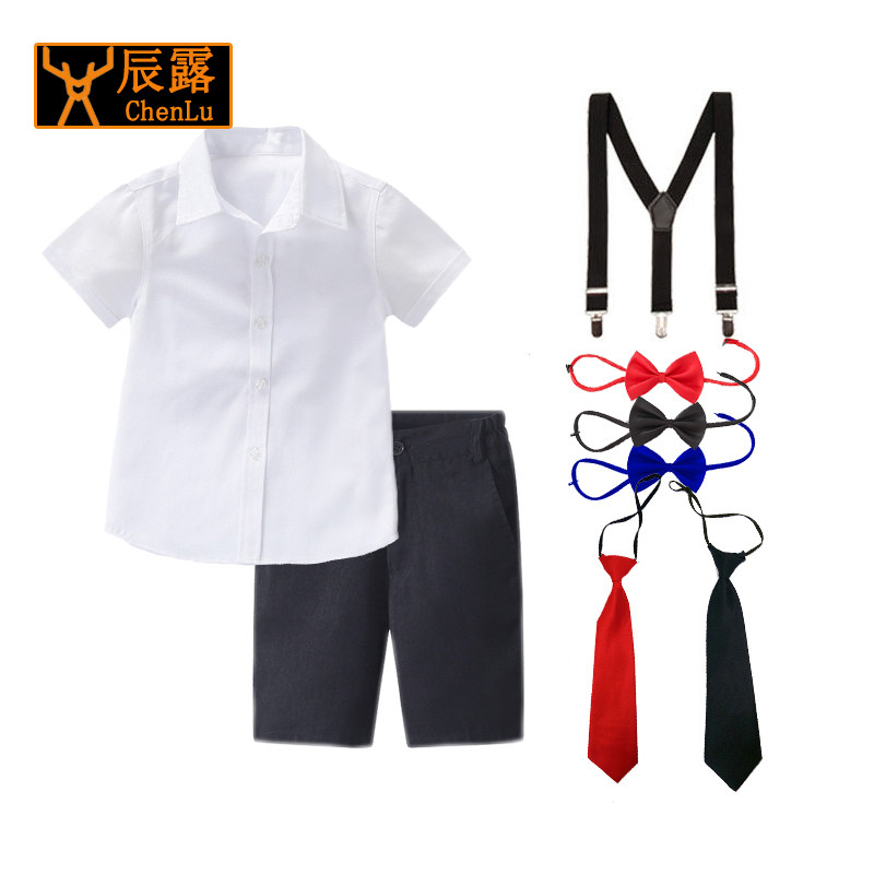 Boy shirt short sleeve suit Spring autumn new performance CUHK Girl Scout Inch Student School Uniform for Children's Costume Performance