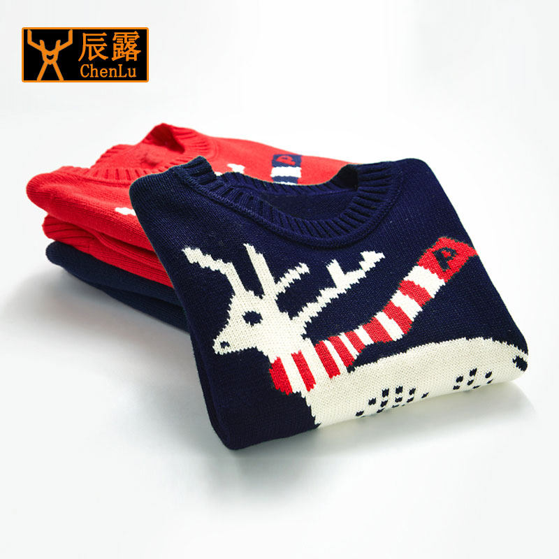 Boy's Christmas sweater long sleeve small children's knitted sweatshirt female wool weaters warm autumn and winter child clothing thickened tides