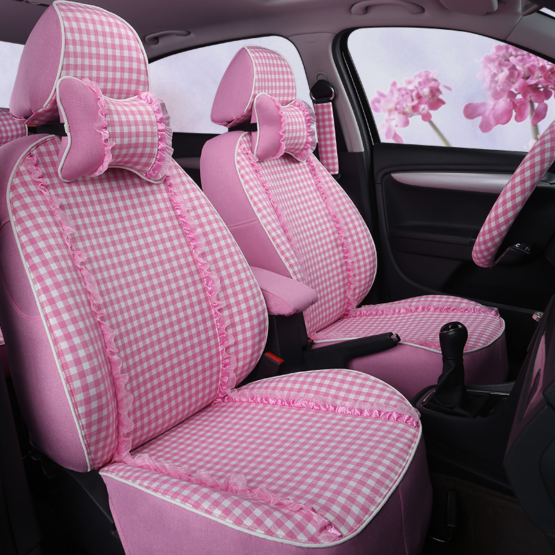 Usd 277 36 All Inclusive Car Seat Cover Plaid Fabric Lady Lace All Inclusive Car Seat Cover Plaid Fabric Lady Lace Cute Custom
