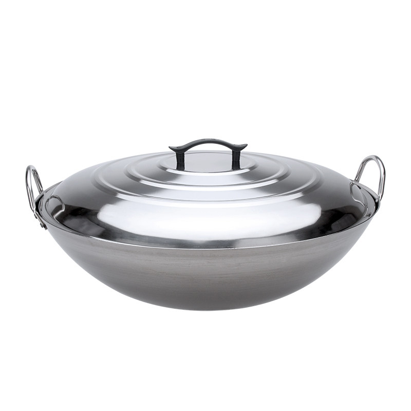 Extra thick stainless steel wok Extra large 34100cm double ear round bottom stir