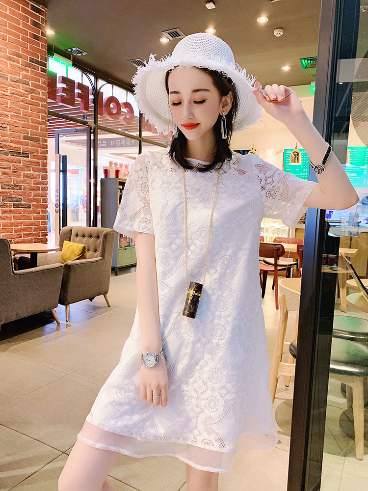 Váy ren rỗng 2021 phiên bản mới mùa hè Hàn Quốc của váy organza của phụ nữ váy trung tính ngọt ngào hoang dã - váy đầm